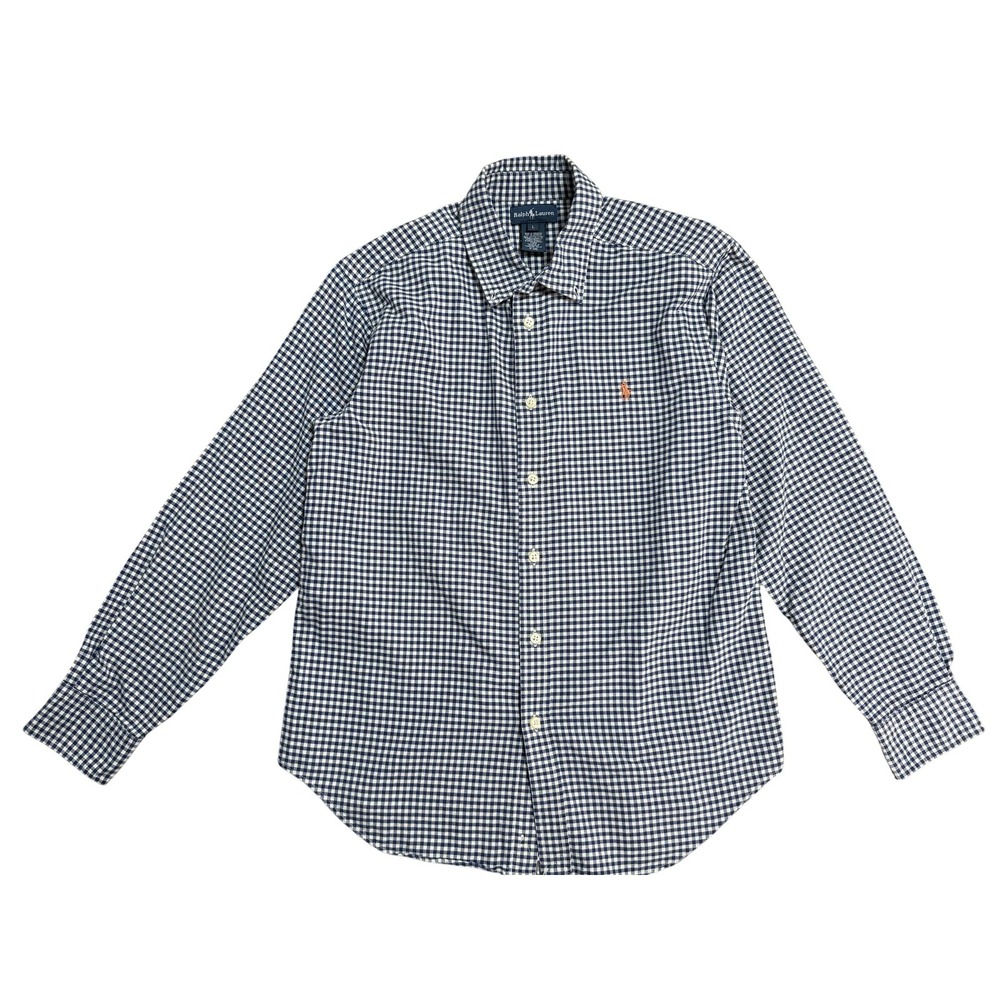 Ralph Lauren Shirt Mens Large Blue White Gingham Check Button‎ Down Long Sleeve